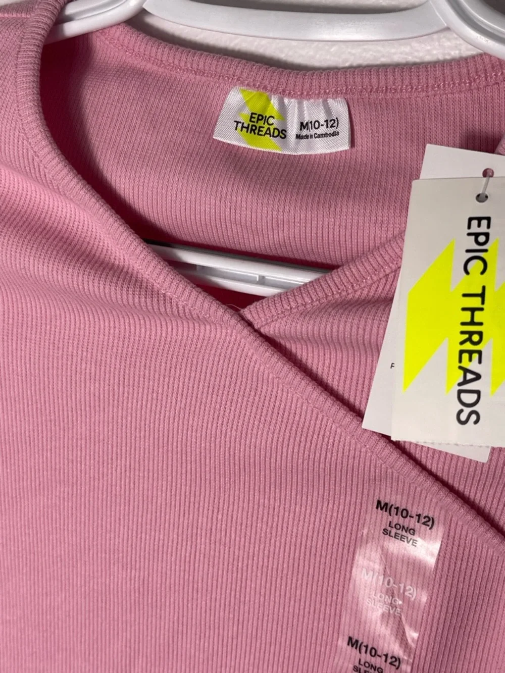 Epic Threads Gir’s Pink Long Sleeve Kids Top with Side Tie Size M(10-12) NWT